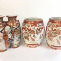 Japanese Kutani vases. Damage as seen. 26 and 23cm tall . NO RESERVE
