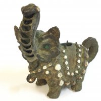 An Asian oriental cast metal elephant censer , 19cm tall approximately. 22cm wide . NO RESERVE