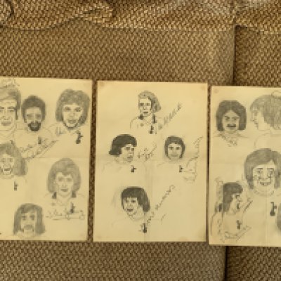 Tottenham Football Autograph + Book Collection: Very nicely hand drawn head and shoulders pictures of 14 1970s Spurs players all hand signed without dedication. Signatures include Chivers Coates Osgood Knowles McAllister and Duncan. C/W an album nice selection of Spurs books.