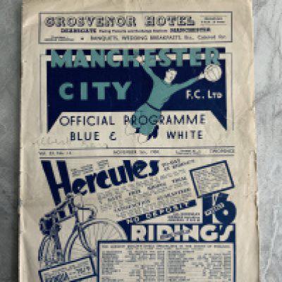 38/39 Manchester City v Tottenham Football Programme: Fair/good condition division 2 programme with no team changes. Bit of light wear to edges and a fold. Name written to cover.