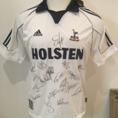 Tottenham 1999 - 2001 Signed Football Shirt: Brand new with tags home shirt in size medium signed by 18 players. Former property of Spurs club secretary Peter Barnes.