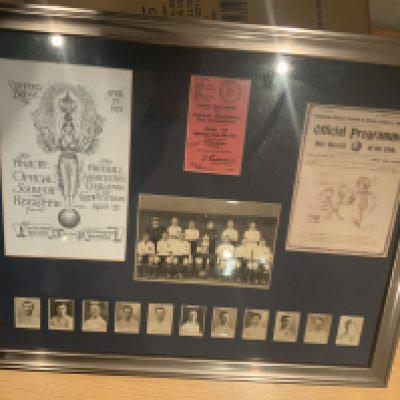 Tottenham 1921 FA Cup Final Framed Display: 11 original Pinnace cards together with with replica final programme ticket and team group. Nice item.