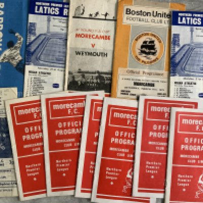 Alan Taylors Football Programme Collection: Starting with Morecambe in the early 70s then Rochdale, West Ham, Norwich and more. Nearly all 70s to include European matches for West Ham, handbooks and a few books and magazines. Includes a few modern West Ham homes as Alan is an ambassador for the club. Spotted his very own cup final programme from 1975 and 2 x 1976 ECWC finals. ( 2 boxes)