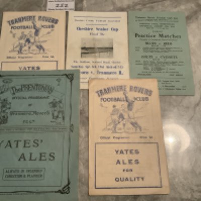 1924 - 1925 Tranmere v Grimsby Football Programme: Good condition 100 year old programme. C/W 1944 Practice Match, 54/55 reserves v Wrexham, Witton, 1965;Cheshire Senior Cup Final. Good. (5)
