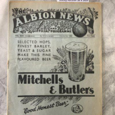 38/39 West Brom v Coventry City Football Programme: Good condition with hole where staple was. Fold but no team changes.