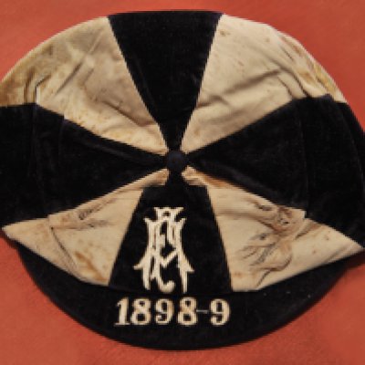 Billy Williams West Brom 1898 -9 England Trial Football Cap: Trial match cap with wear and discolouration made by Young + Co. Peak is embroidered 1898-9.
