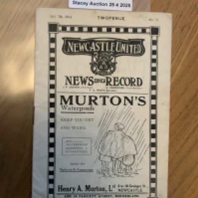 1922 - 1923 Newcastle United v Burnley Football Programme: Excellent condition 20 page programme for 1st Division match. No team changes.