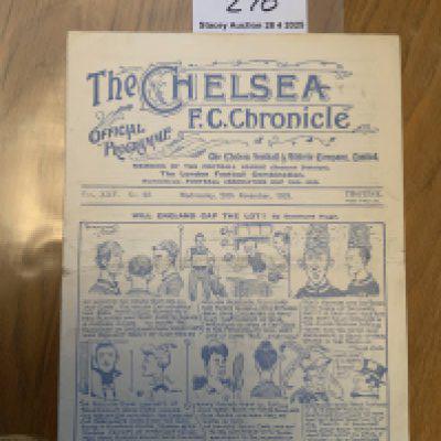 1929 England v Wales Football Programme: Very good condition 8 page programme for full International match played at Chelsea. No team changes.