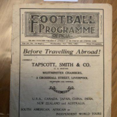 1931 England v Wales Football Programme: Fair condition 12 page programme for full International match played at Liverpool. No team changes. Bit of wear to back page.