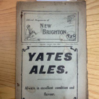 25/26 New Brighton v Barrow Football Programme: Good condition with no team changes. Slight staining more prevalent to back page.