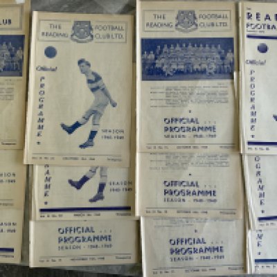 Reading 48/49 Home Football Programmes: Excellent condition ex bound with covers to include Millwall Brighton and Norwich. (12)