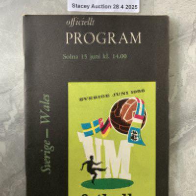 1958 Wales v Sweden World Cup Football Programme: Excellent condition 88 page programme with no team changes.