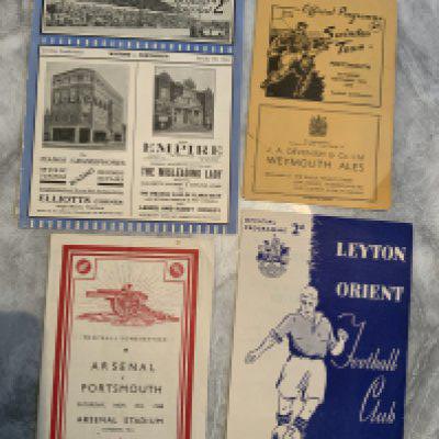 Portsmouth Pre 1950 Reserve Away Football Programmes: 32/33 Watford, 48/49 Arsenal, 49/50 Swindon and Leyton Orient. Very good. (4)