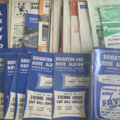 Brighton Football Programmes: Set of 22 homes from 60/61 including foreign friendlies, 18 from 65/66 plus some 60s aways. Good. (74)