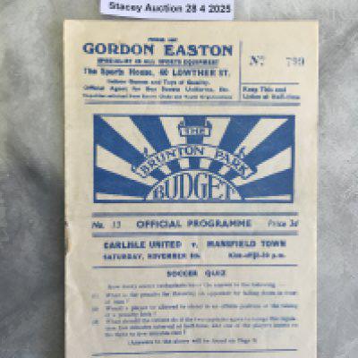 48/49 Carlisle United v Mansfield Town Football Programme: