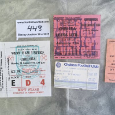 Chelsea Football Tickets: 1970 FA Cup final replay v Leeds, Home v Tottenham mid 80s, Away v 78/79 Liverpool and 79/80 West Ham unused with counterfoil. Very good. (4)