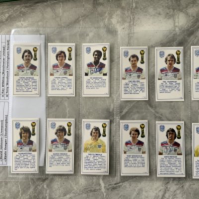 Birds Eye England Complete 1980 Football Cards: All 12 of the set named Englands World Cup Trail. C/W rare poster for the cards.