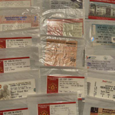 Manchester United Football Tickets: 5 away friendlies plus Cantona testimonial ticket. C/W 8 homes v Derby Charlton and Brighton. Instructions to sell. Excellent. (16)