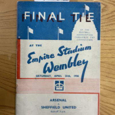1936 FA Cup Final Football Programme: Arsenal v Sheffield United in excellent condition with no team changes. Staples were rusty so have been professionally replaced.