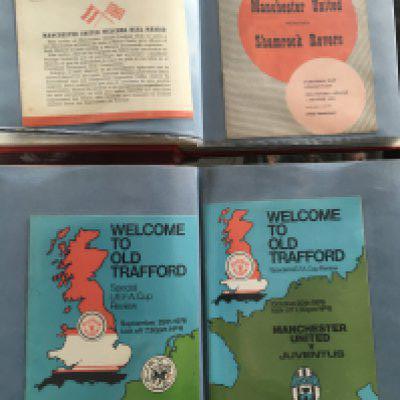 Manchester United Home European Football Programmes: From 56/57 to 94/95 stored in Manchester United hand made binders. Programmes are excellent and include 56/57 Anderlecht, Dortmund writing, Bilbao, Real Madrid, 57/58 Dukla, Red Star Shamrock and AC Milan. (59)