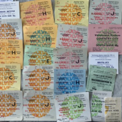 72/73 Wolves Home Football Tickets: Includes Tottenham LCSF home and away, Ipswich + Kilmarnock Texaco Cup, Bristol Rovers Orient Blackpool League Cup and Millwall Coventry + Bristol City FA Cup. (21)