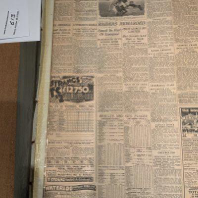 1935 - 1937 Bound Volume Of Sport Magazines: From September 1935 to April 1937 of various newspapers including Sunday Express Sport and Liverpool Echo. Great features on Arsenals 1936 FA Cup semi and final, 1935 Ireland v England, West Ham v Port Vale. Other sports included. Large format heavy bound volume with some clippings cut out. Some pages are loose from the spine.