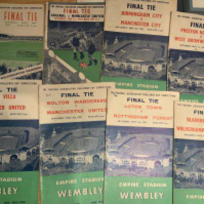 FA Cup Final Football Programmes: Includes 1949, 1952, 1954 then a run from 1956 to 1968 with some duplication. Mainly good with a couple having pen to cover. (22)