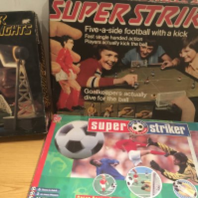Vintage Super Striker Boxed Games + Floodlights: Comprises of 2 Five A Side sets from different eras and floodlights. Unchecked but looks all there. (3)