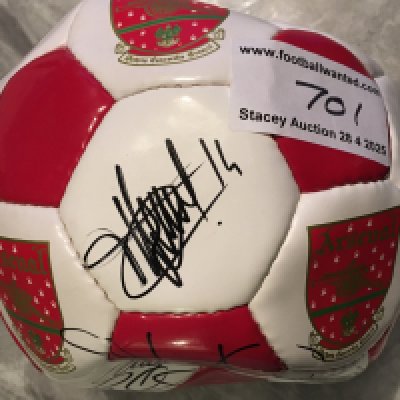 Arsenal Signed Football. Official red and white panelled ball fully signed by squad from around 2001 and includes autographs of Dixon and Henry. Estimate 17 autographs.