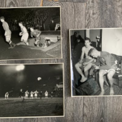 1954 Arsenal v Moscow Dynamo Press Photos: Original 12 x 10 inch press photos with press stamps to rear. First English club to play in Russia.