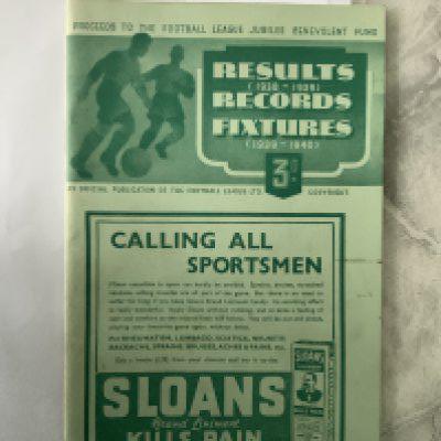 39/40 West Ham v Fulham Jubilee Football Programme: Football League Jubilee Benevolent match in near mint condition with no team changes. Green standard covers for these matches in their 34 page format.