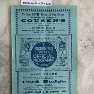 28/29 Huddersfield Town v Liverpool Football Programme: Very good condition programme dated 10 4 1929 with no team changes. We are not sure if this is a friendly or a re arranged first division fixture which is more likely.