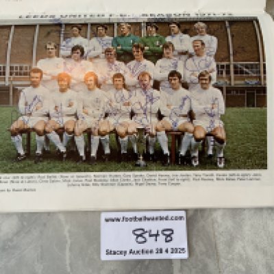 Leeds United 1972 Fully Signed FA Cup Winners Final Programme: Mint condition programme signed on centre team page by Don Revie and Leslie Cocker. Coloured team group is signed by 18 of the 19 pictured only missing Faulkner who had left for Luton.