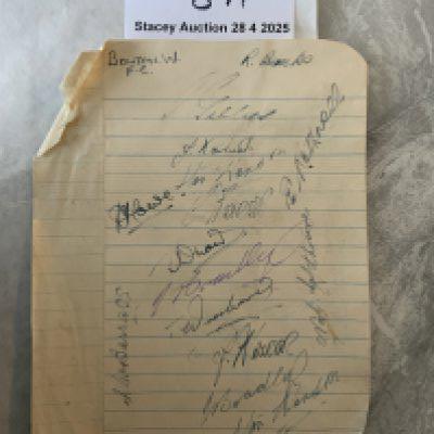 48/49 Bolton Wanderers Football Autographs: Exercise book pages signed by 14 of the squad. Includes a young Don Howe plus Rothwell Barrass and Lofthouse.