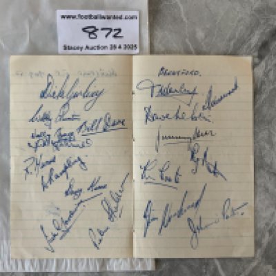 49/50 Brentford Football Autographs: Exercise book pages signed by 18 of the squad. Includes Ron Greenwood Billy Dare and David Nelson.