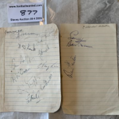 49/50 Charlton Football Autographs: Two exercise book pages signed by 12 of the squad. Includes McCrae Lock Bartram and Fenton.