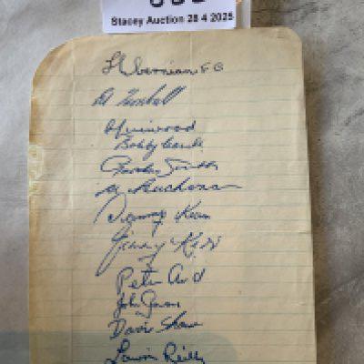 48/49 Hibernian Football Autographs: Exercise book pages signed by 11 of the squad. Includes Gowan Reilly and Shaw.