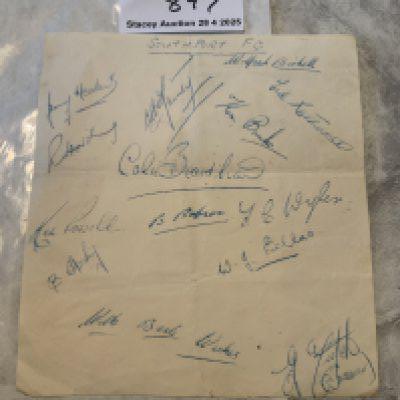 Late 1940s Southport Football Autographs: Page signed by 13 of the squad including Meadows Powell Wyles and Banks.