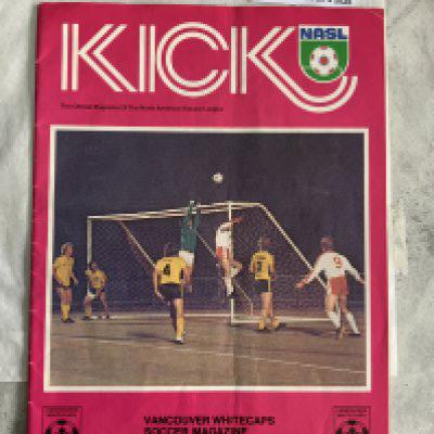 1976 Vancouver Whitecaps v Manchester United Football Programme: Good condition 40 page programme with no team changes dated 24 5 1976. Staples removed.