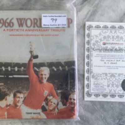 1966 England World Cup Signed Book + Periscope: 40th Anniversary hardback book signed by 9 winning England players excluding the two Bobbys. COA from reputable source. C/W red unboxed periscope with a World Cup logo named the Sooper Snooper.