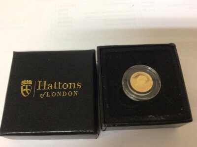 A miniature gold coin depicting the Princess of Wales 2021 made by Hattons of London. NO RESERVE