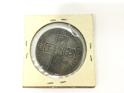 A 1746 George II silver half crown. Good definition