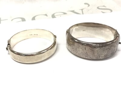 Two hallmarked silver bangles, 65g NO RESERVE