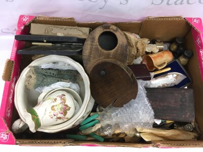 A mixed lot of silver plated items, a pair of opera glasses, ceramics etc. NO RESERVE