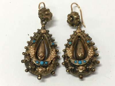 A pair of Edwardian turquoise earrings