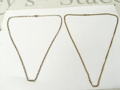 Two 9ct gold necklaces. 23 and 25cm long