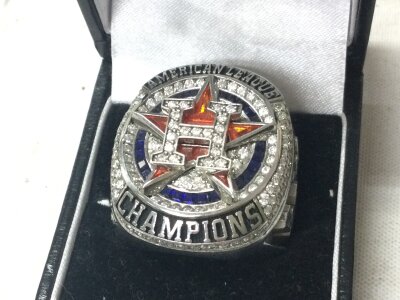 A silver American League Champions Howells 2019 Diamond Ring 50 grams . An unusual collectors ring. Size S
