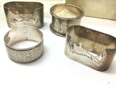 Four Napkin rings silver 129 grams