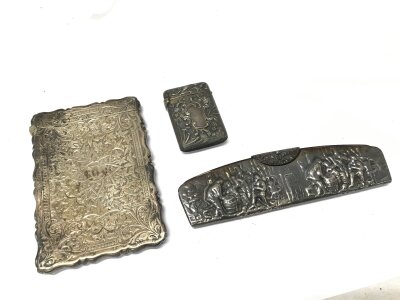 A silver card case and Vesta. 115g total
