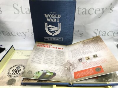 Two WW1 coin and bank note collections in binders by The London Mint Office.